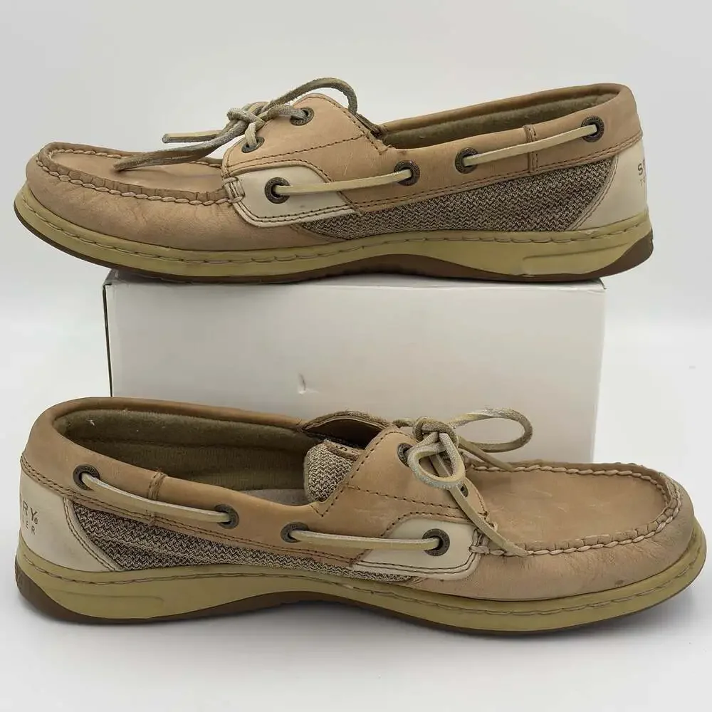 Sperry Top Sider Shoes Mens Size 9 Brown Leather Canvas Boat Shoes Loafers